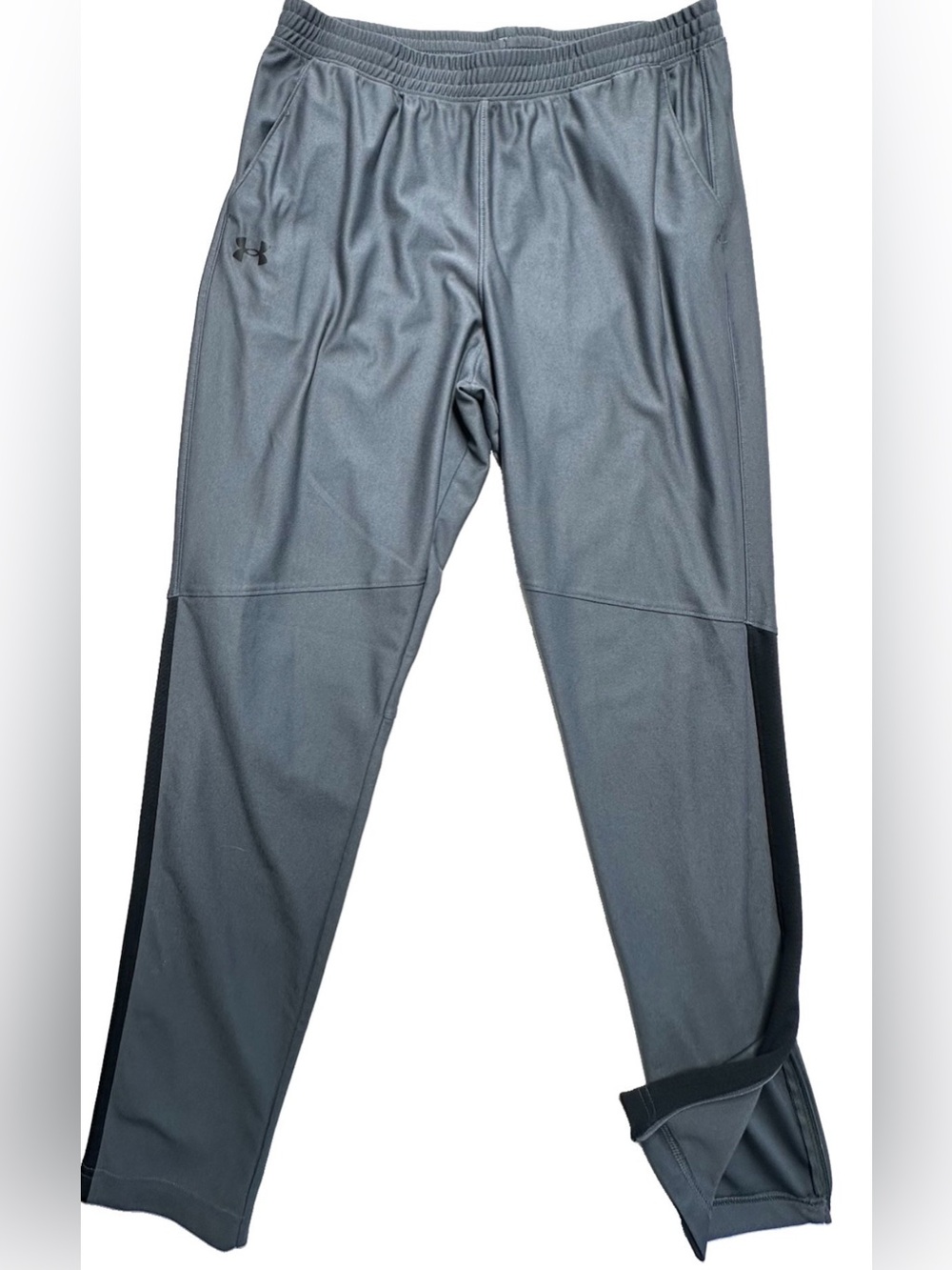 Under Armour Men's XL Gray Black Fitted Athletic Training Pants Zipper Leg